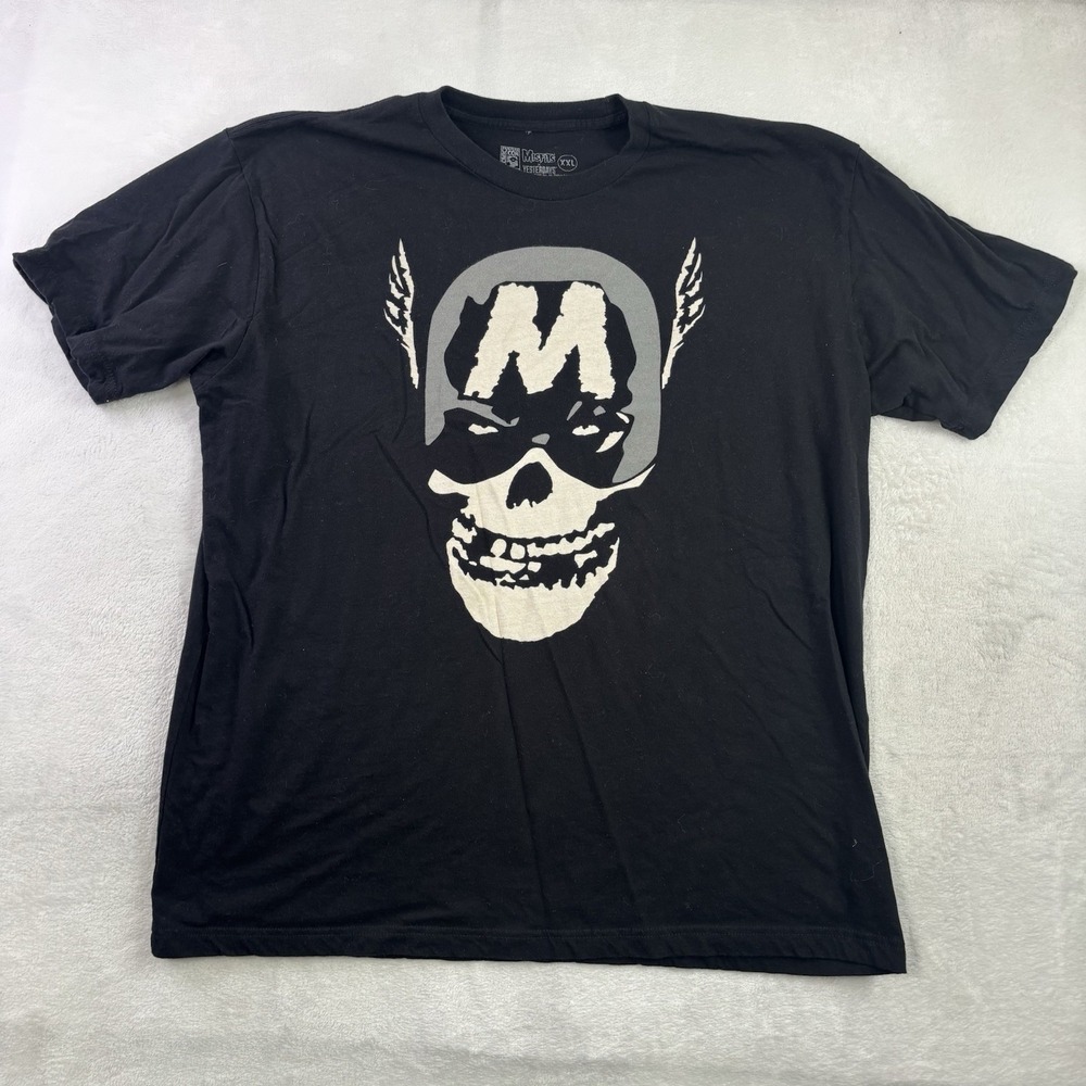 Misfits Yesterdays Comic Con Captain America Black SS Graphic Shirt Men's XXL